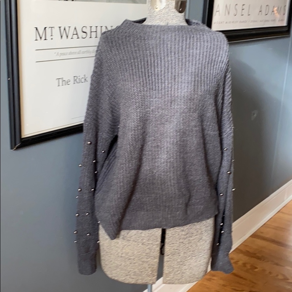 Charcoal grey pearl beaded sweater